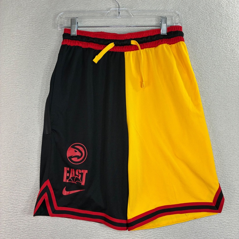 Nike Atlanta Hawks Basketball Shorts Men XS Black Yellow East Baggy Drawstring